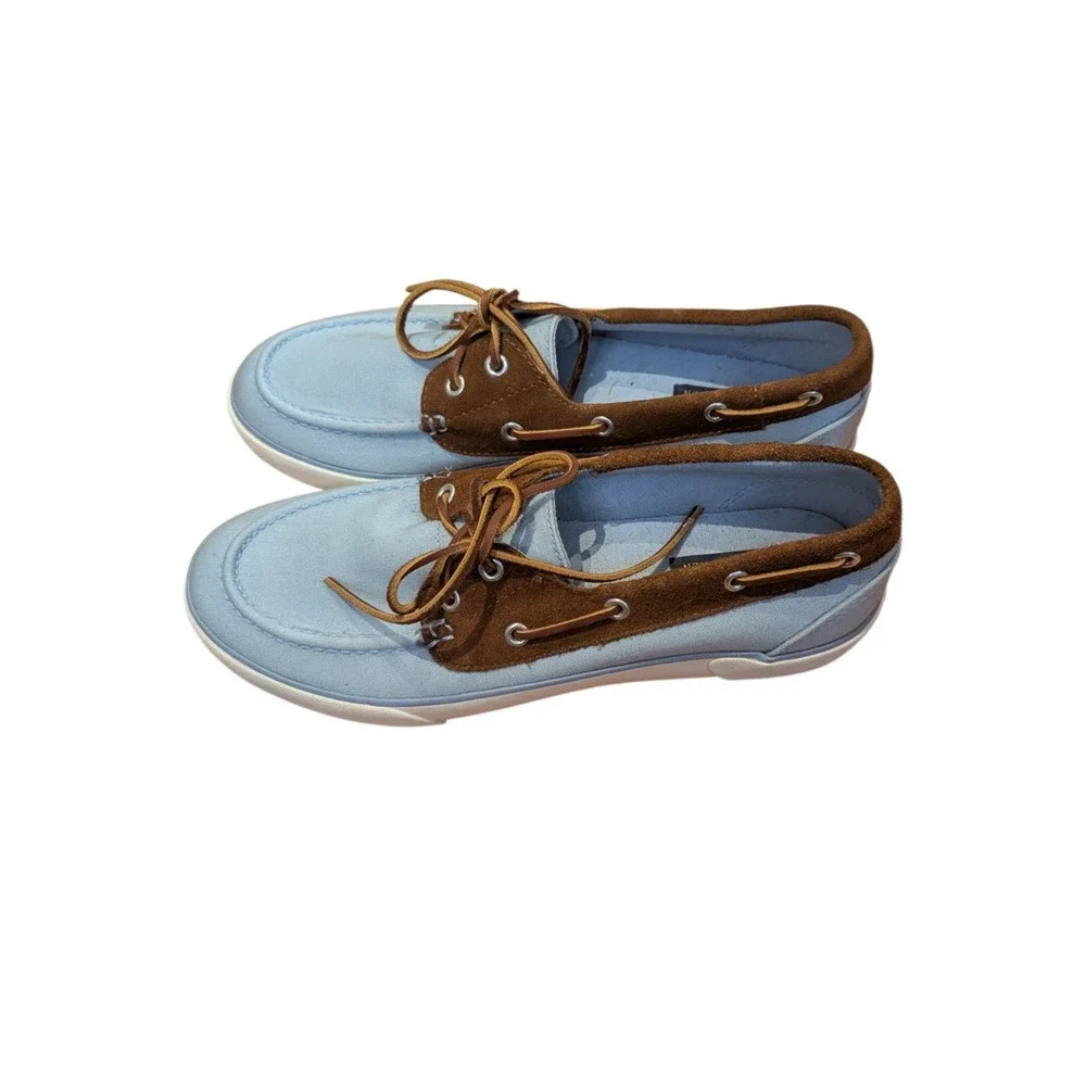 Polo Ralph Lauren Rylander Boat Shoes Mens 10D Blue Chino Canvas Suede Loafers